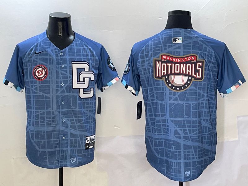 Men Washington Nationals Blank Blue Joint Name Nike 2025 MLB Jersey style 8
